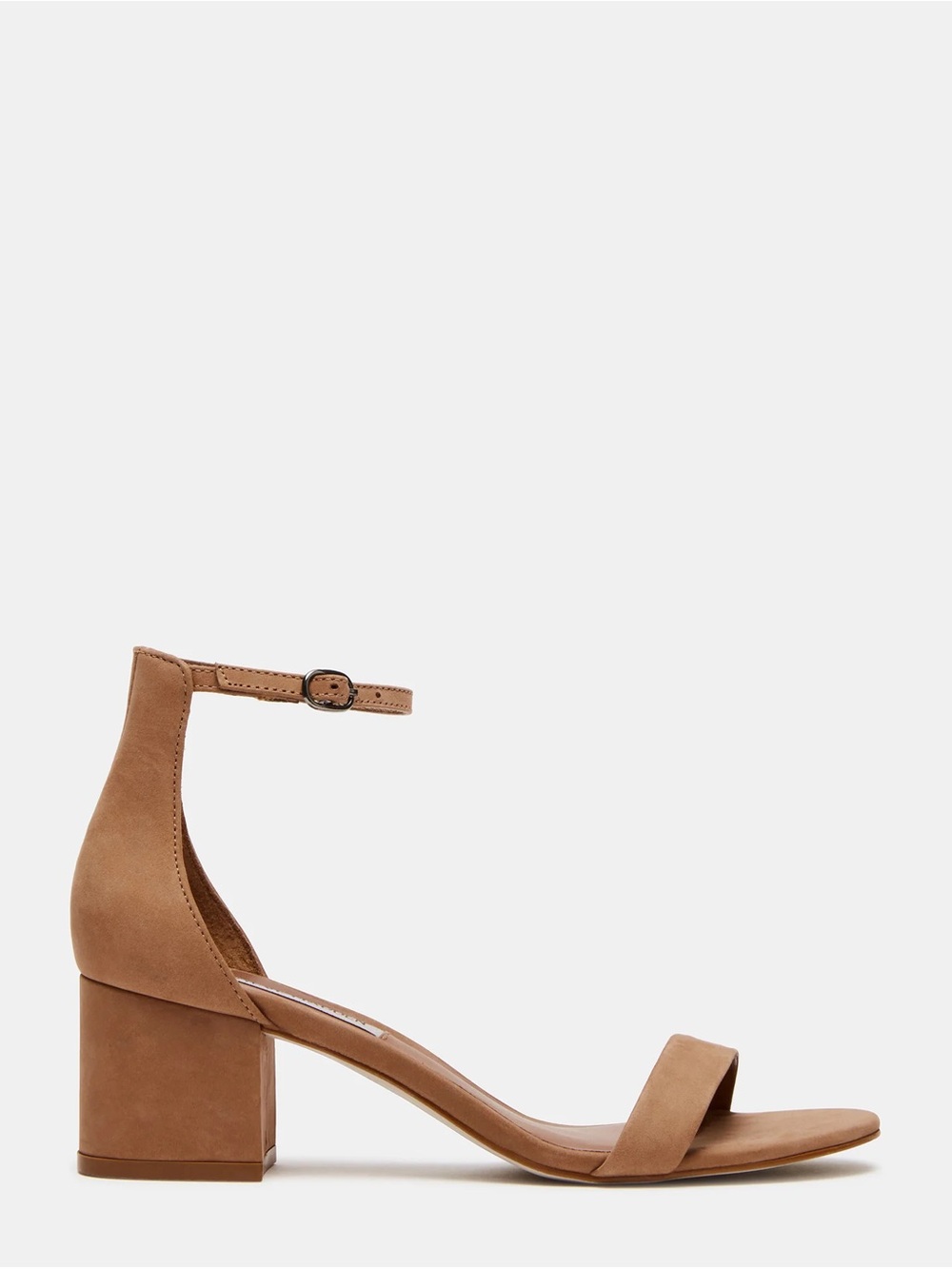 Steve Madden Tan Ankle-Strap Block Heel Sandal - IRENE TAN NUBUCK